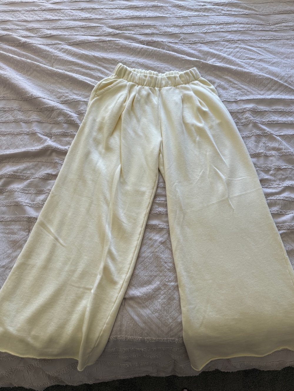 Aerie Pale Yellow Wide-Leg Trouser Sweatpants